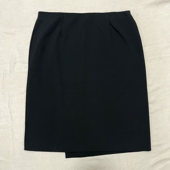 J. Jill Black Ponte Zip Slit Stretch Straight Pencil Asymmetric Skirt Large - Picture 4 of 6